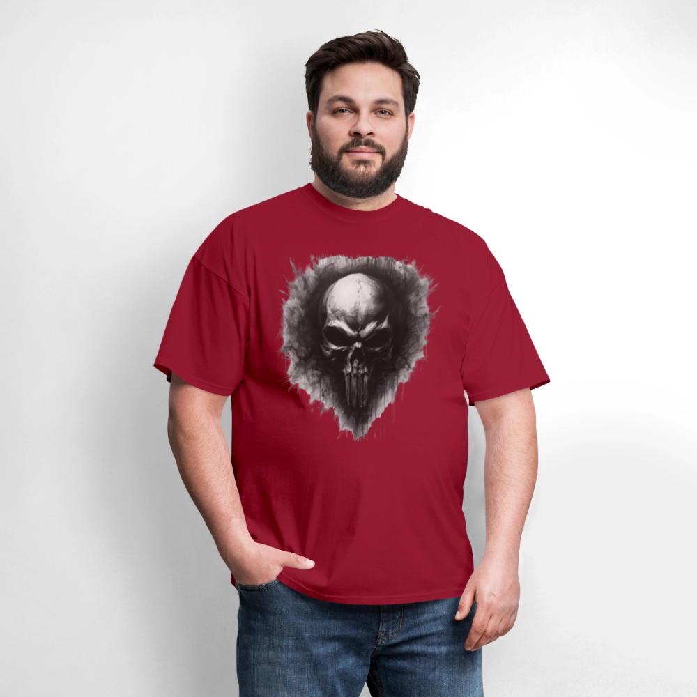 Heart of Vengeance Tee – Tactical Skull Graphic Men's T-Shirt - dark red