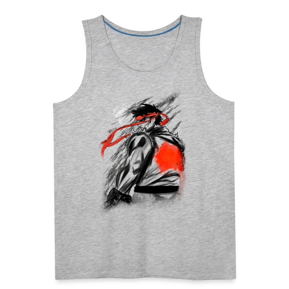 Warrior Spirit Tank – Arcade Fighter Inspired Graphic Men’s Premium Tank - heather gray