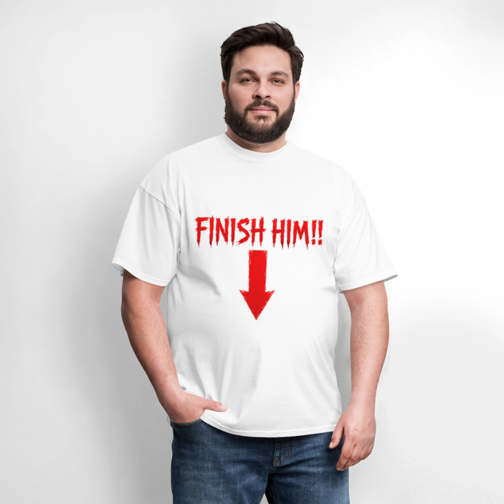 Finish Him! Tee – Retro Tournament Graphic Men's T-Shirt - white