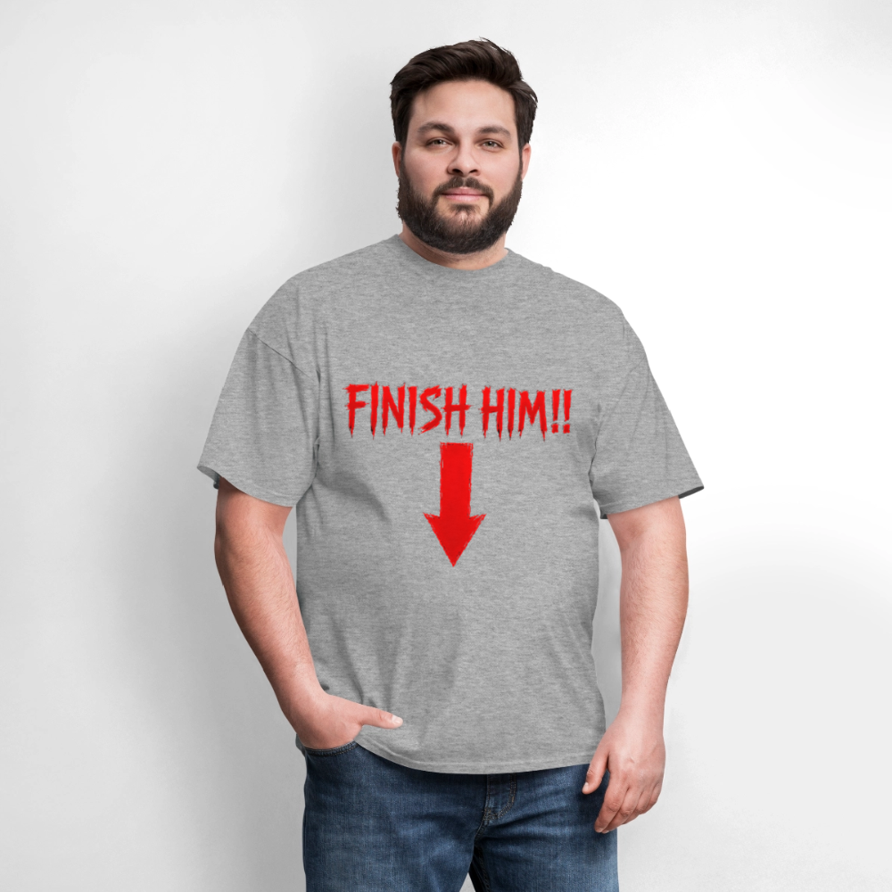 Finish Him! Tee – Retro Tournament Graphic Men's T-Shirt - heather gray