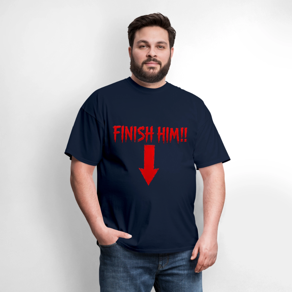 Finish Him! Tee – Retro Tournament Graphic Men's T-Shirt - navy