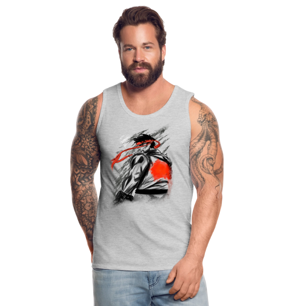 Warrior Spirit Tank – Arcade Fighter Inspired Graphic Men’s Premium Tank - heather gray