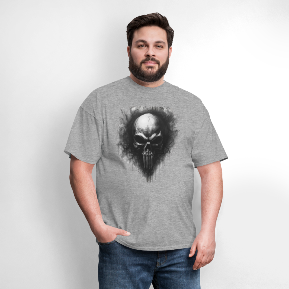Heart of Vengeance Tee – Tactical Skull Graphic Men's T-Shirt - heather gray