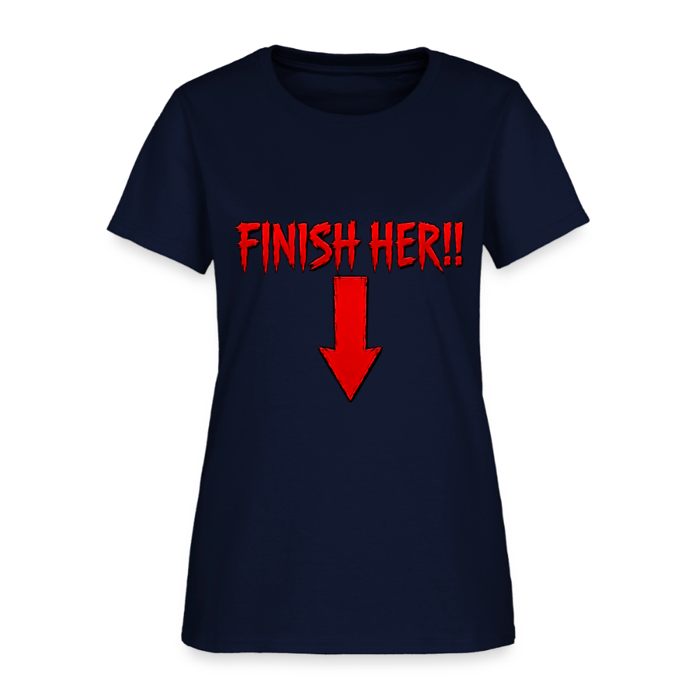 Finish Her! Tee – Retro Tournament Graphic Women's T-Shirt - navy