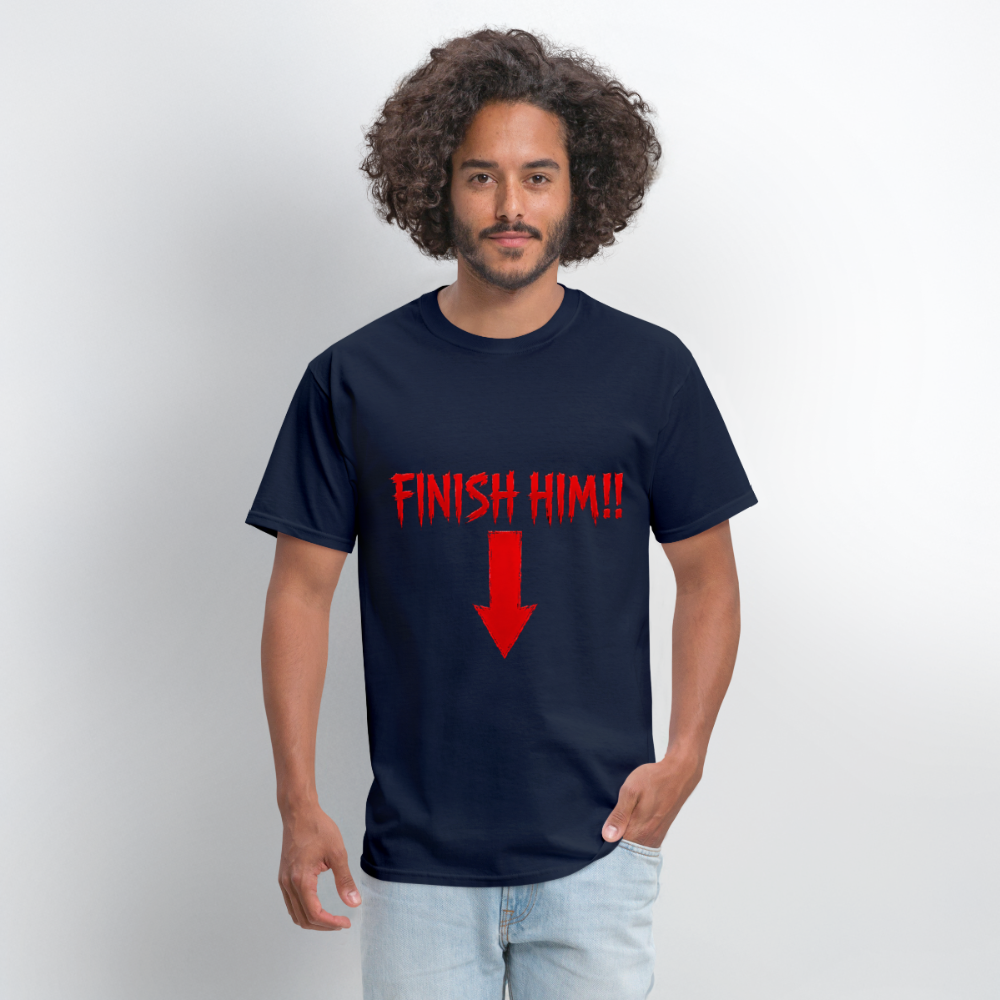 Finish Him! Tee – Retro Tournament Graphic Men's T-Shirt - navy