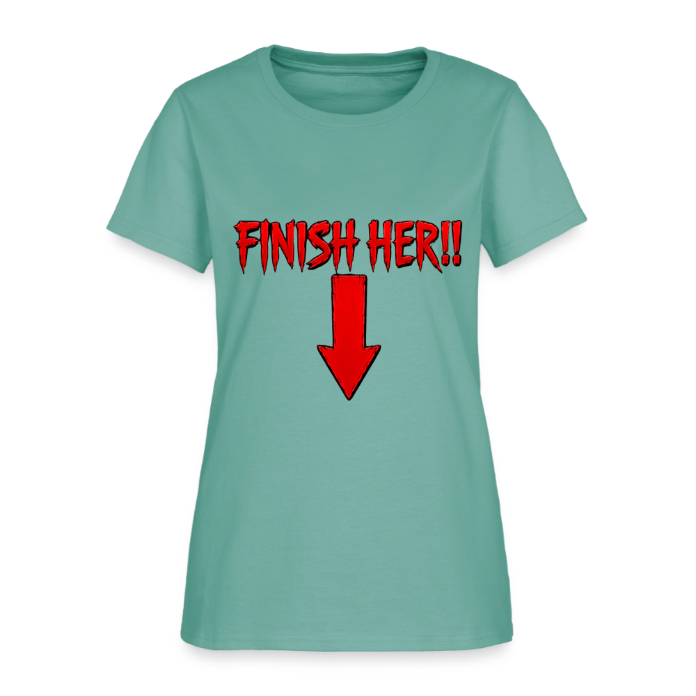 Finish Her! Tee – Retro Tournament Graphic Women's T-Shirt - aquatic