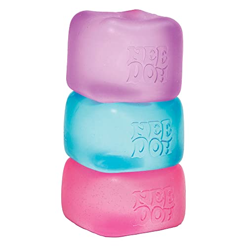 Schylling NeeDoh Nice Cube - Sensory Fidget Toy for Your Best Mellow and Chill - Square Shape with Groovy Goo Filling in Assorted Colors Blue Pink Purple - Age 3 to Adult - Pack of 1 Random Color