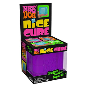 Schylling NeeDoh Nice Cube - Sensory Fidget Toy for Your Best Mellow and Chill - Square Shape with Groovy Goo Filling in Assorted Colors Blue Pink Purple - Age 3 to Adult - Pack of 1 Random Color