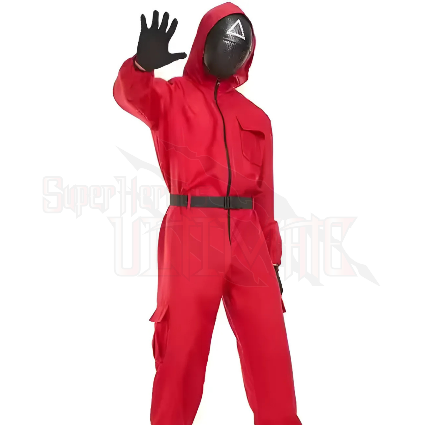 Unisex Adult Squid Game Guard Costume, Jumpsuit Triangle Circle Square Mask Sized Costumes, As Shown