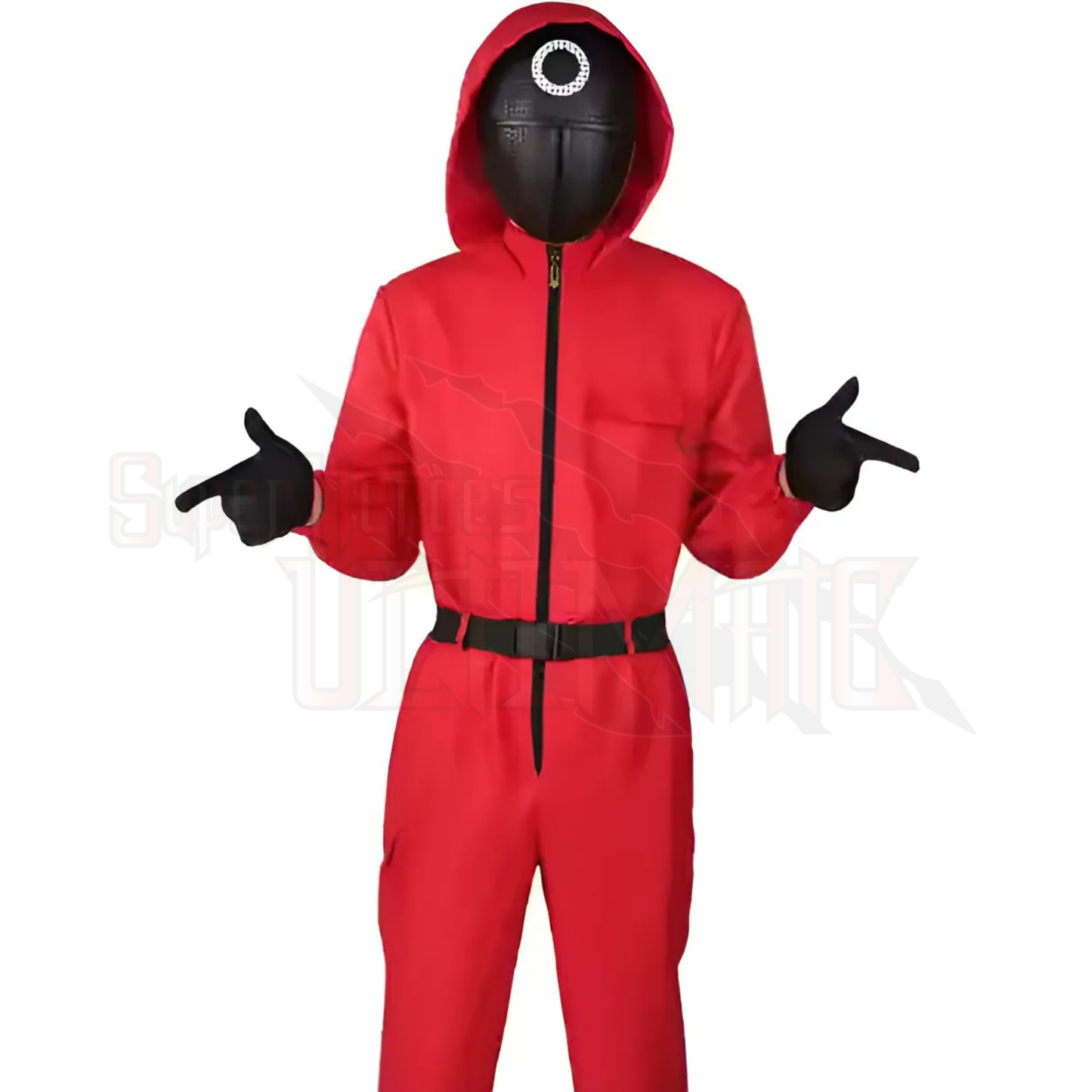 Unisex Adult Squid Game Guard Costume, Jumpsuit Triangle Circle Square Mask Sized Costumes, As Shown