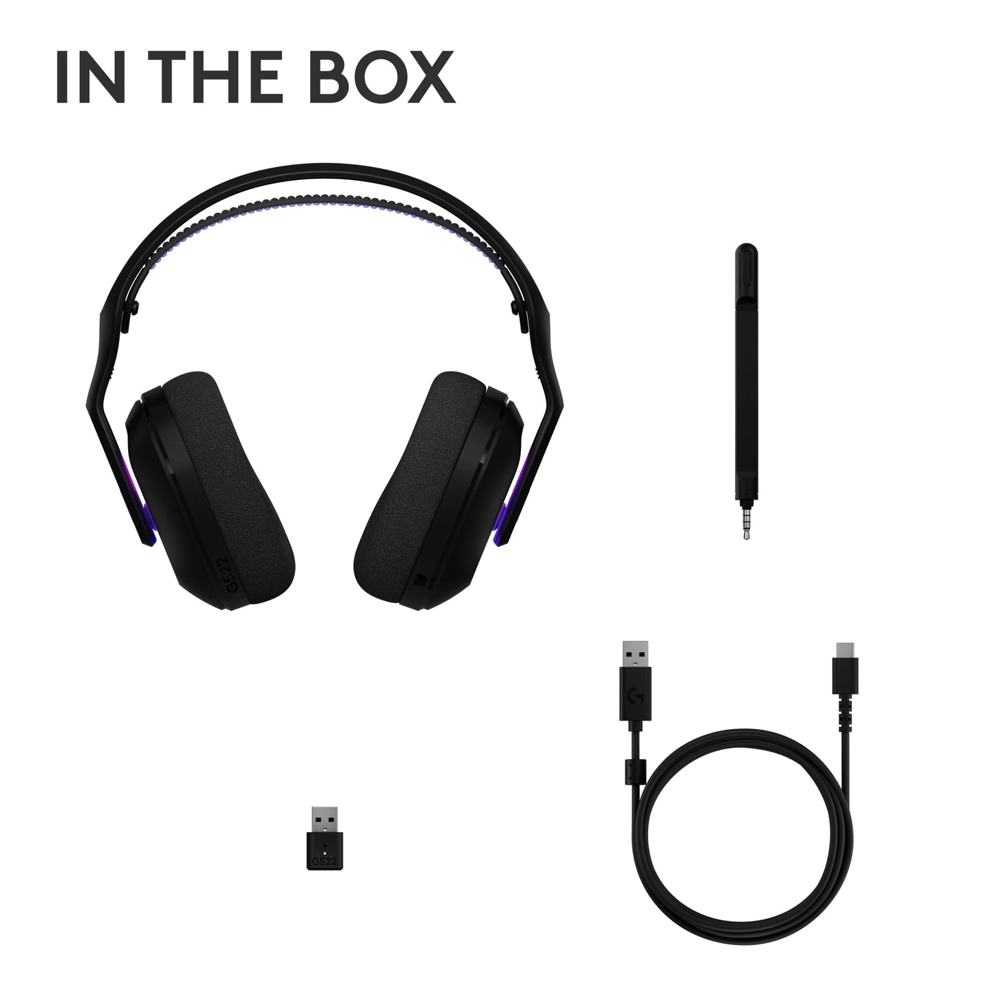 Logitech G522 Lightspeed Wireless Gaming Headset, LIGHTSYNC RGB, Full Bandwidth Mic & Advanced Synchronized Audio, Tri-Connectivity with Lightspeed, Bluetooth, USB-A to USB-C for PC - Black