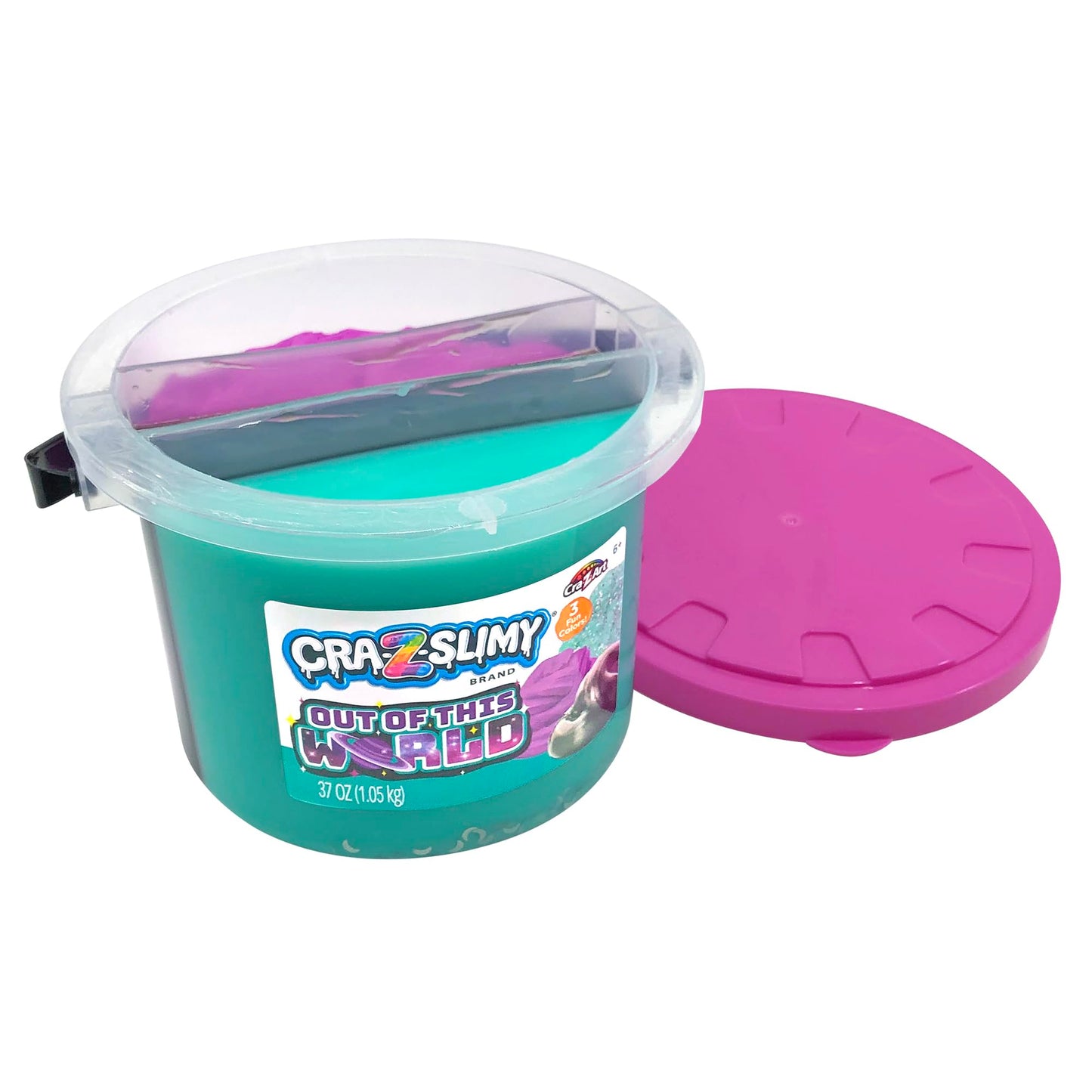 CRA-Z-Slimy Out of The World Slime 37oz Bucket, 3 Different Slime Types in 1 Bucket - Fluffy, Metallic and Confetti Slime