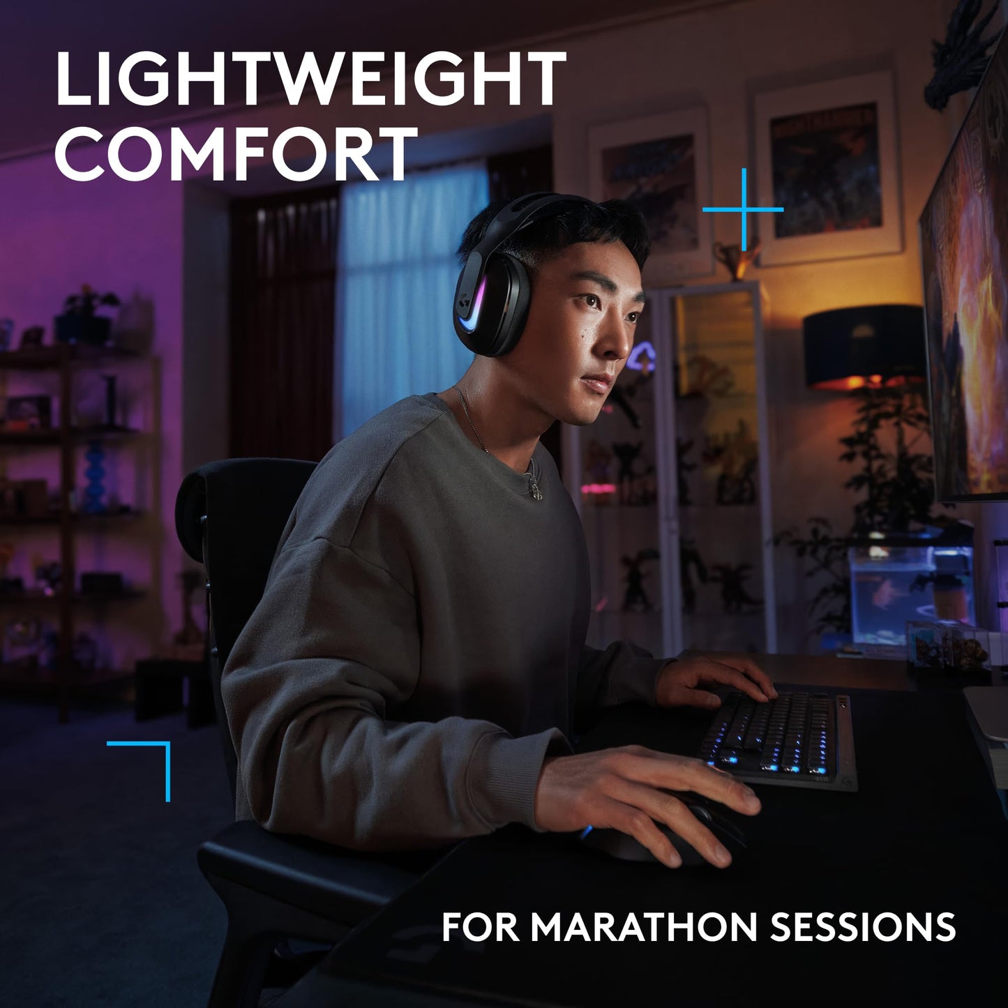 Logitech G522 Lightspeed Wireless Gaming Headset, LIGHTSYNC RGB, Full Bandwidth Mic & Advanced Synchronized Audio, Tri-Connectivity with Lightspeed, Bluetooth, USB-A to USB-C for PC - Black