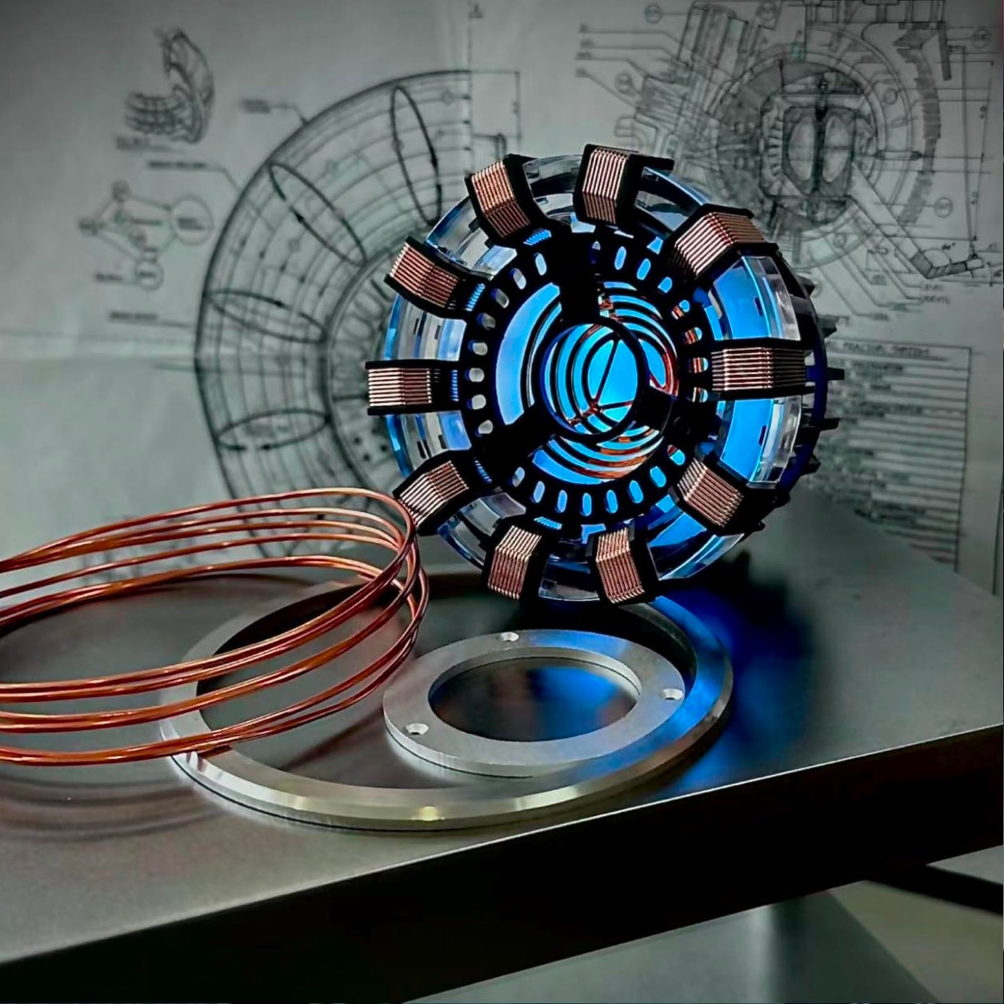 Moonacy Arc Reactor Light, Rechargeable Superhero Lamp, Multi-Color Cute Table Decor, Gift for Him, Iron Tony Has A Heart(Touch/Remote).