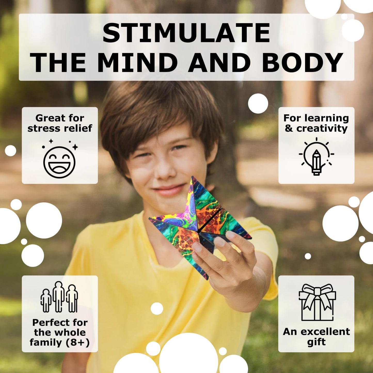 Shashibo Octa Shape Shifting Box - STEM Fidget Toy with Ultra Strong Magnets, Perfect Sensory Gift for Kids, Teens, and Adults – Pairs w/All Shashibo Cubes (Infinity)