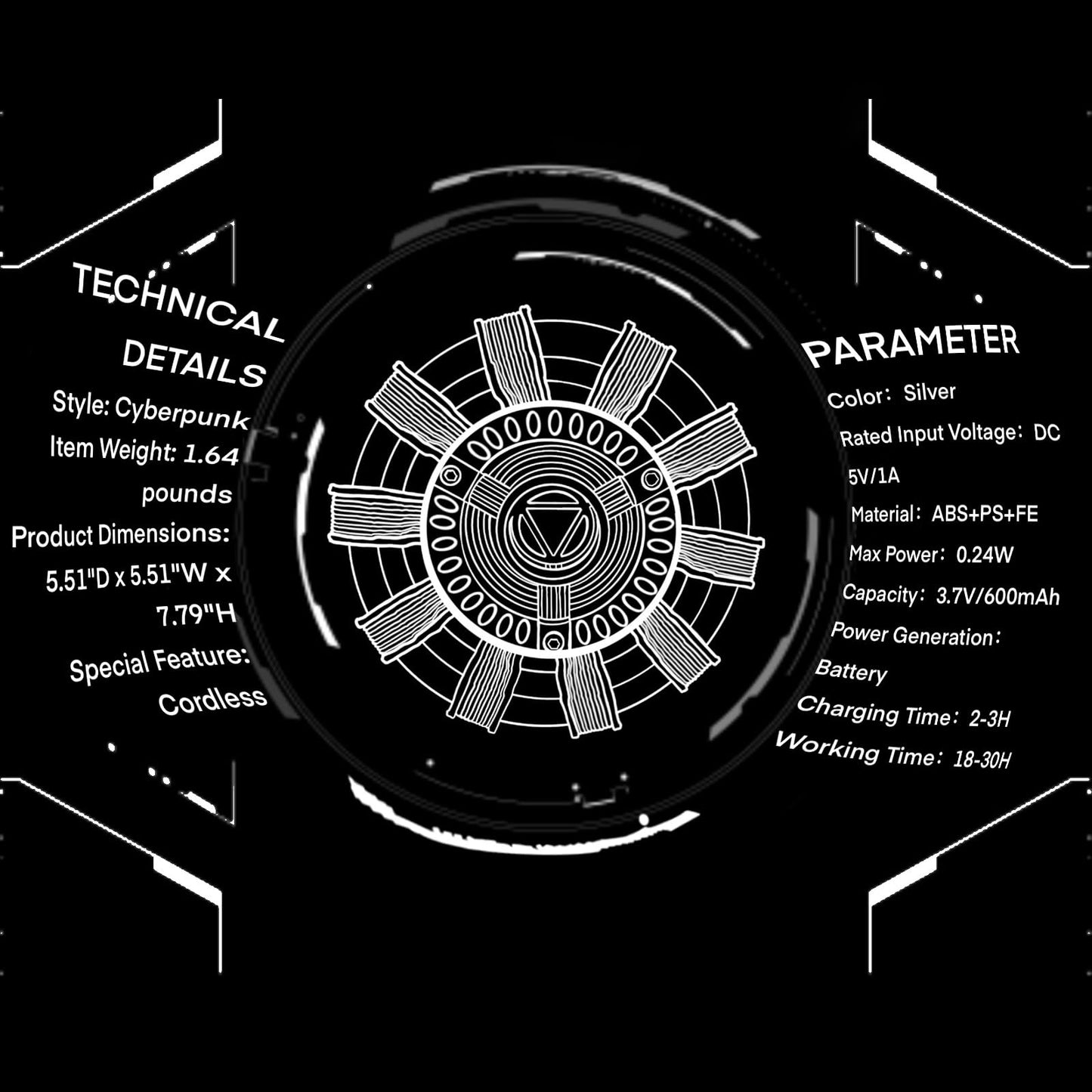 Moonacy Arc Reactor Light, Rechargeable Superhero Lamp, Multi-Color Cute Table Decor, Gift for Him, Iron Tony Has A Heart(Touch/Remote).