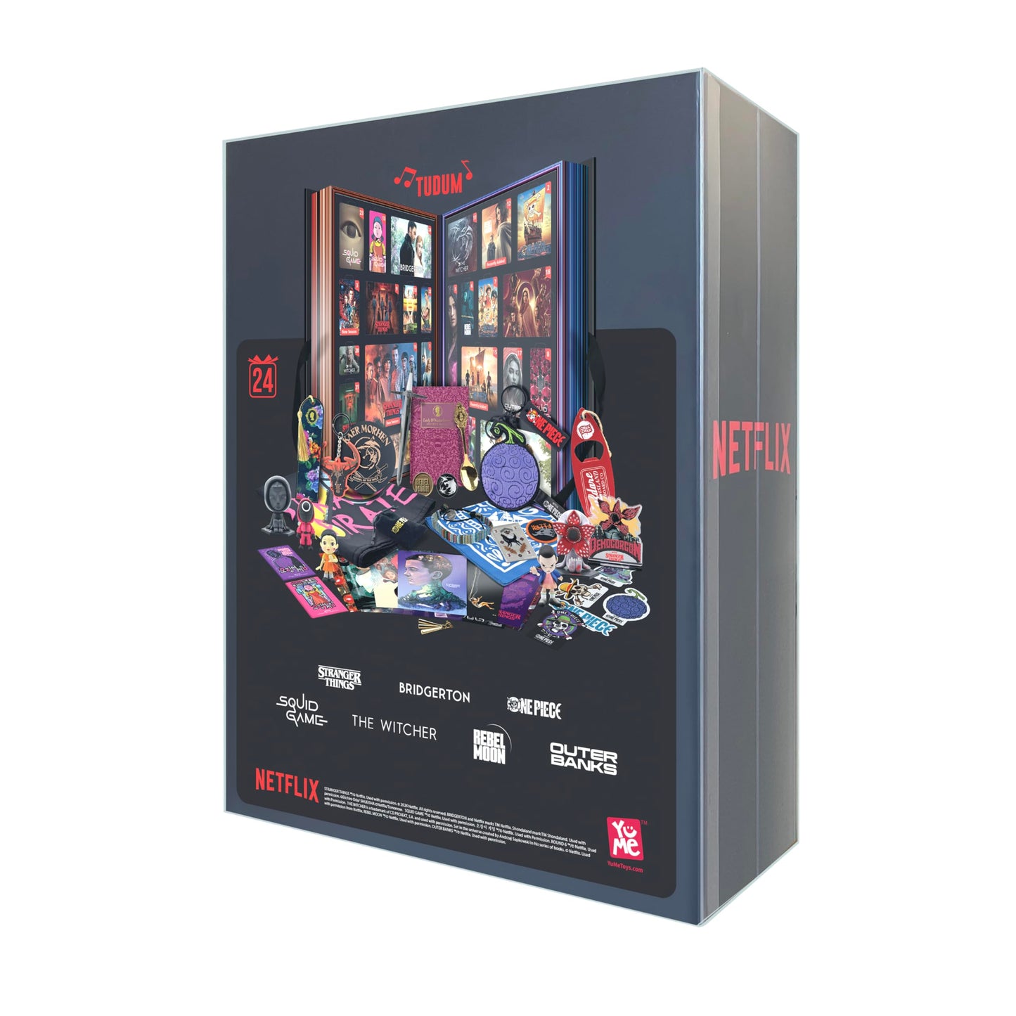 YuMe Netflix Gift Box - 2025 Advent Calendar with 24 Collectibles | Premium Gifts & Toys from 7 Iconic Series Like Stranger Things, Squid Game & Outer Banks