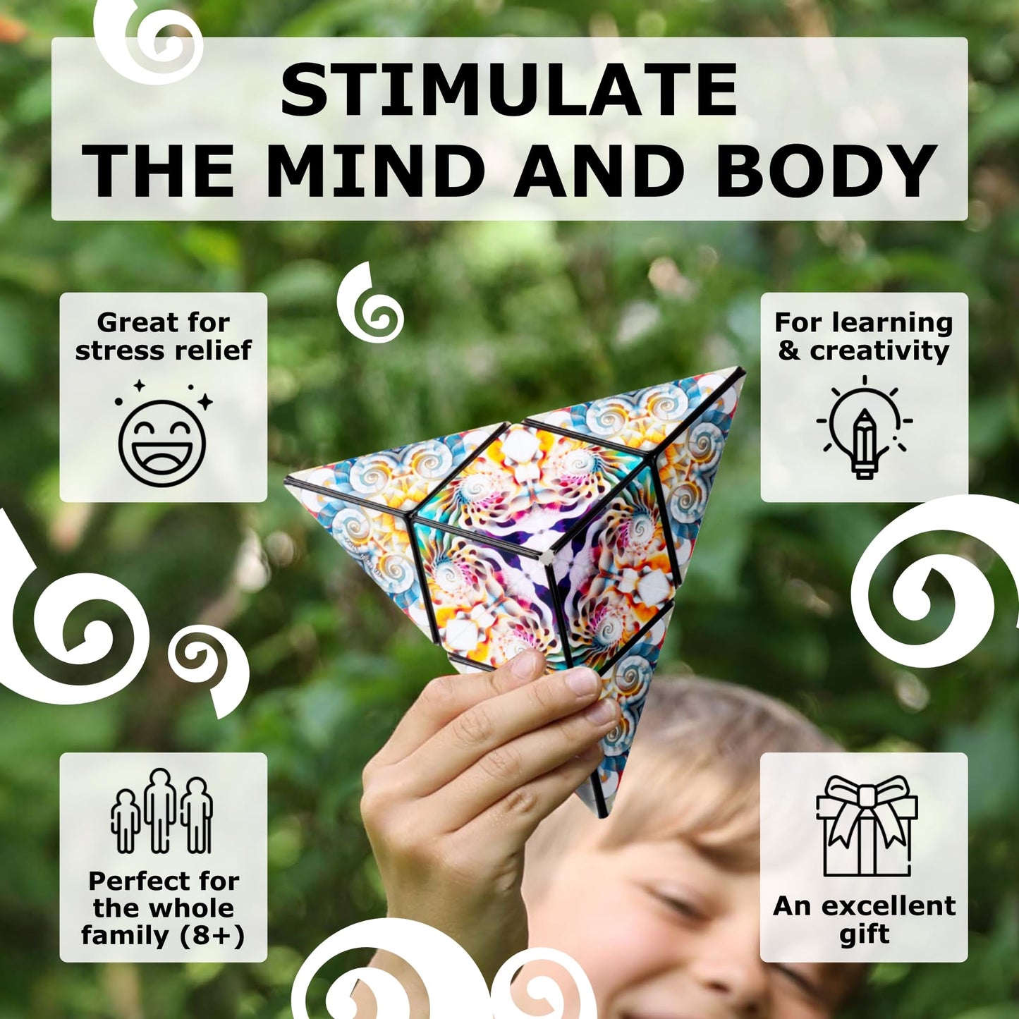 Shashibo DODECA Shape Shifting Box - STEM Fidget Toy with Ultra Strong Magnets - Sensory Puzzle Cube Transforms Into 100+ Shapes, Easter Basket Stuffers Gift for Kids, Teens, and Adults (Atlantis)
