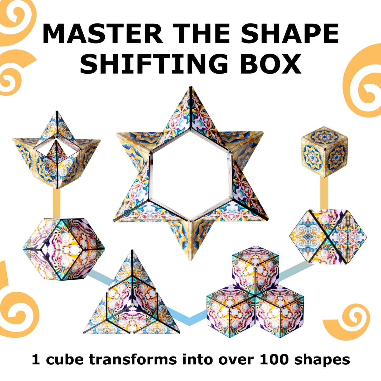 Shashibo DODECA Shape Shifting Box - STEM Fidget Toy with Ultra Strong Magnets - Sensory Puzzle Cube Transforms Into 100+ Shapes, Easter Basket Stuffers Gift for Kids, Teens, and Adults (Atlantis)