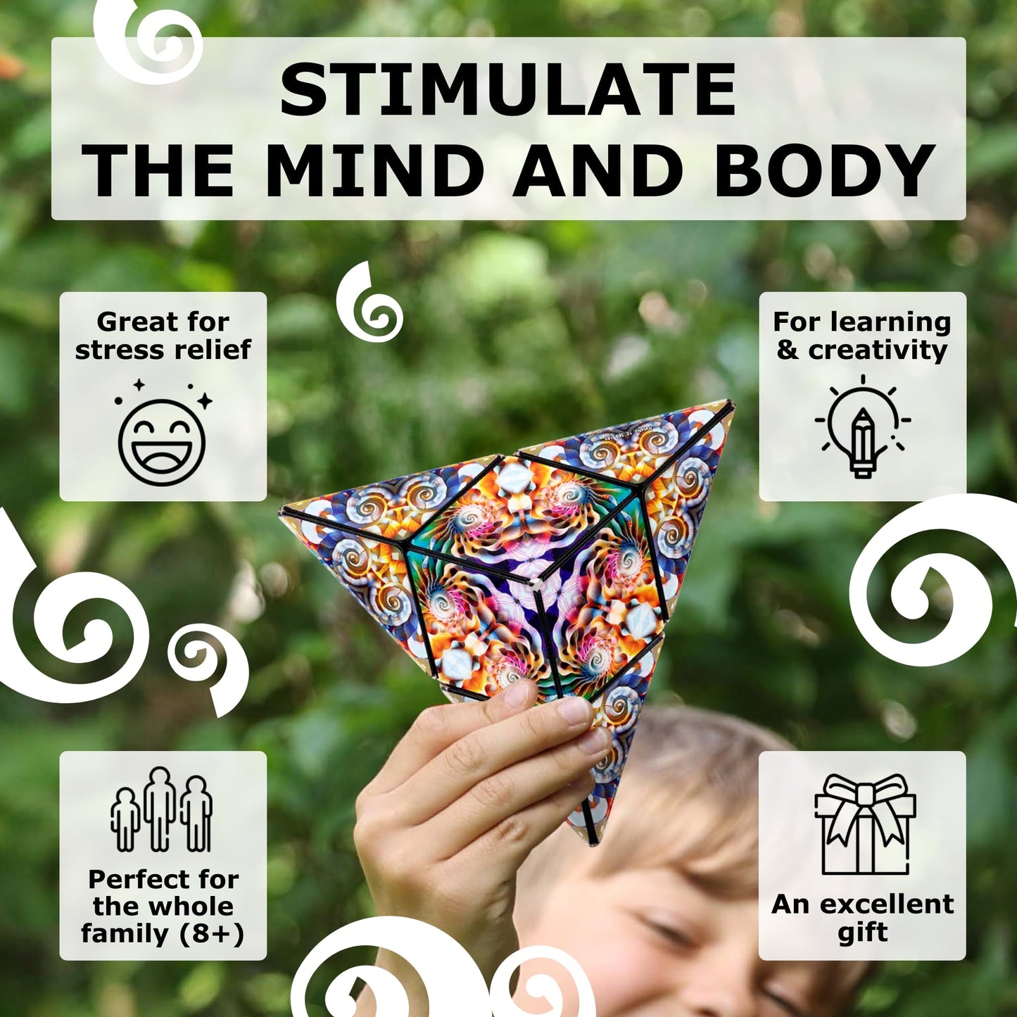 Shashibo DODECA Shape Shifting Box - STEM Fidget Toy with Ultra Strong Magnets - Sensory Puzzle Cube Transforms Into 100+ Shapes, Easter Basket Stuffers Gift for Kids, Teens, and Adults (Atlantis)