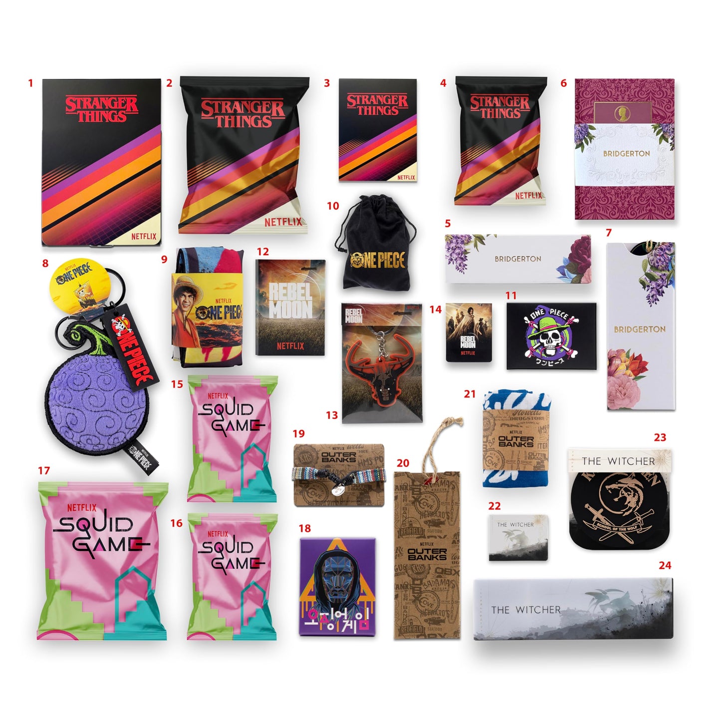 YuMe Netflix Gift Box - 2025 Advent Calendar with 24 Collectibles | Premium Gifts & Toys from 7 Iconic Series Like Stranger Things, Squid Game & Outer Banks