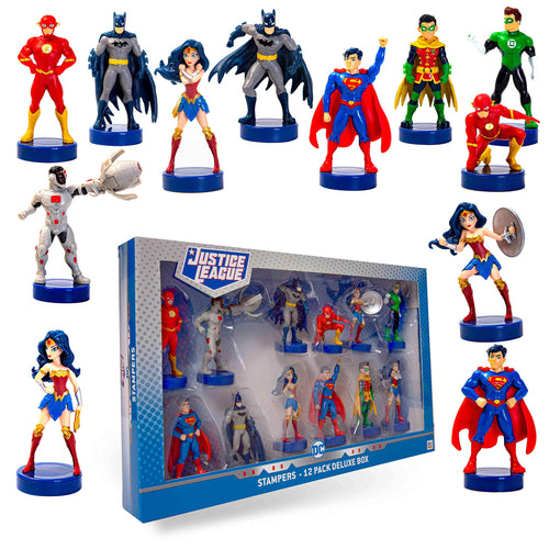 Justice League Toppers, 12-Pack – DC Toys, Stampers, Action Figures – Batman, Wonder Woman, Superman, Robin, The Flash, and More by PMI, 2.4 in, Ages 3+