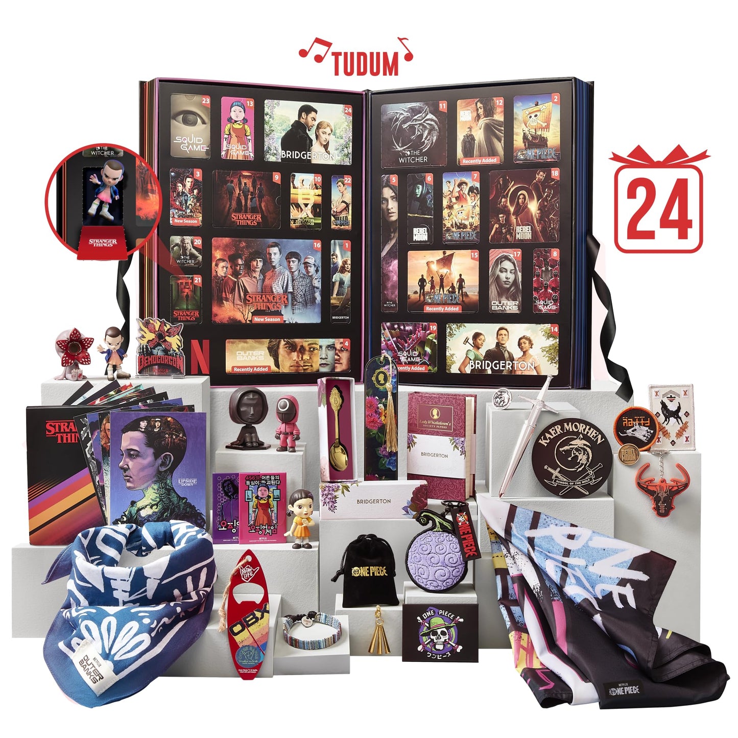 YuMe Netflix Gift Box - 2025 Advent Calendar with 24 Collectibles | Premium Gifts & Toys from 7 Iconic Series Like Stranger Things, Squid Game & Outer Banks