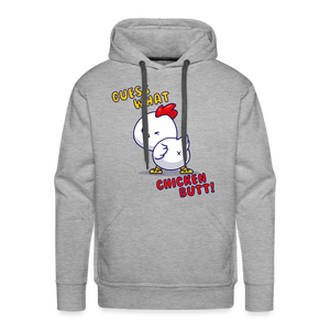 Cluckin' Surprise: The 'Guess What' Chicken Butt Premium Hoodie - heather grey