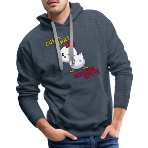 Cluckin' Surprise: The 'Guess What' Chicken Butt Premium Hoodie - heather denim