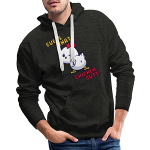 Cluckin' Surprise: The 'Guess What' Chicken Butt Premium Hoodie - charcoal grey