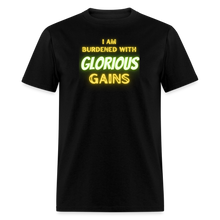 'I am Burdened with Glorious Gains' Loki Tee - Flexing through Realms! - black