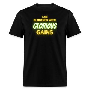 'I am Burdened with Glorious Gains' Loki Tee - Flexing through Realms! - black