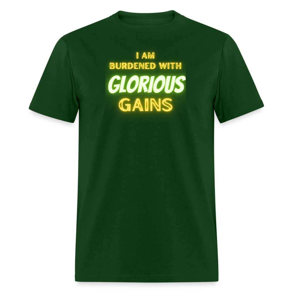 'I am Burdened with Glorious Gains' Loki Tee - Flexing through Realms! - forest green