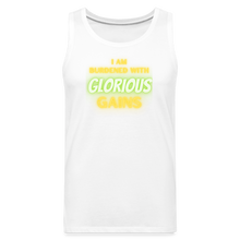 'I am Burdened with Glorious Gains' Loki Premium Tank - Flexing through Realms! - white