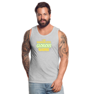 'I am Burdened with Glorious Gains' Loki Premium Tank - Flexing through Realms! - heather gray