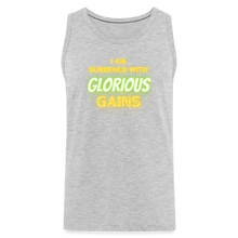 'I am Burdened with Glorious Gains' Loki Premium Tank - Flexing through Realms! - heather gray