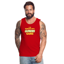 'I am Burdened with Glorious Gains' Loki Premium Tank - Flexing through Realms! - red