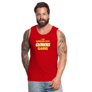 'I am Burdened with Glorious Gains' Loki Premium Tank - Flexing through Realms! - red