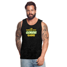 'I am Burdened with Glorious Gains' Loki Premium Tank - Flexing through Realms! - charcoal grey