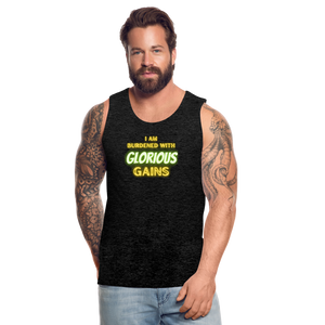 'I am Burdened with Glorious Gains' Loki Premium Tank - Flexing through Realms! - charcoal grey