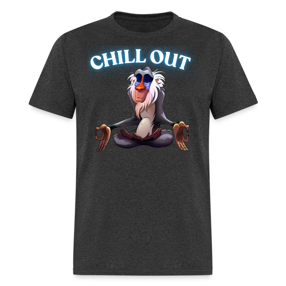 Chill Out Meditation Graphic T-Shirt - Unisex Mindfulness and Relaxation Tee for Men and Women - heather black