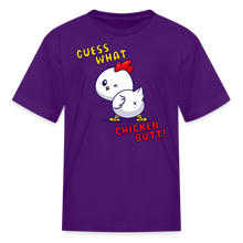 Cluckin' Surprise: The 'Guess What' Chicken Butt Tee Kids' T-Shirt - purple