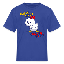 Cluckin' Surprise: The 'Guess What' Chicken Butt Tee Kids' T-Shirt - royal blue