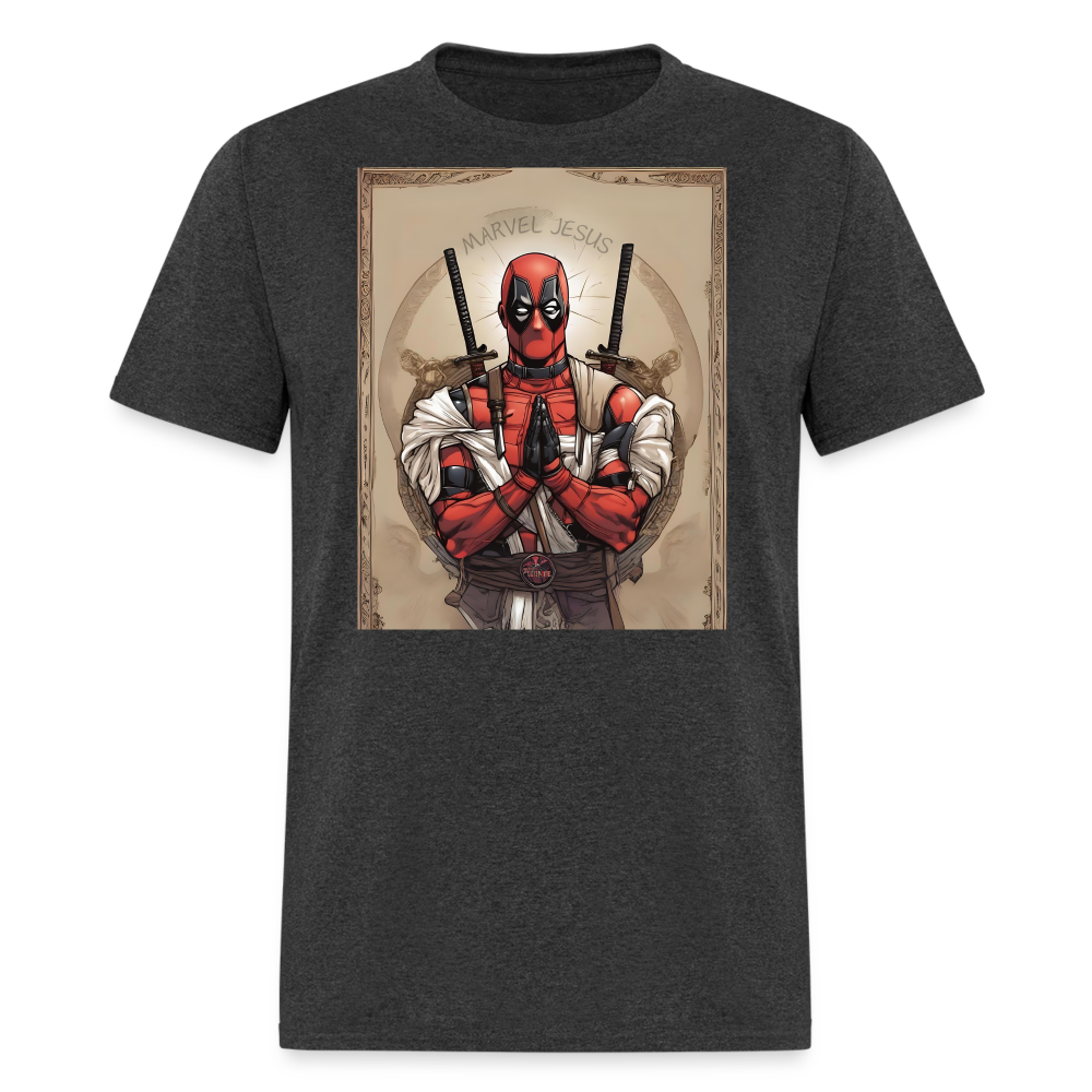 Deadpool Marvel Jesus T-Shirt - Funny Superhero Graphic Tee for Men and Women - heather black