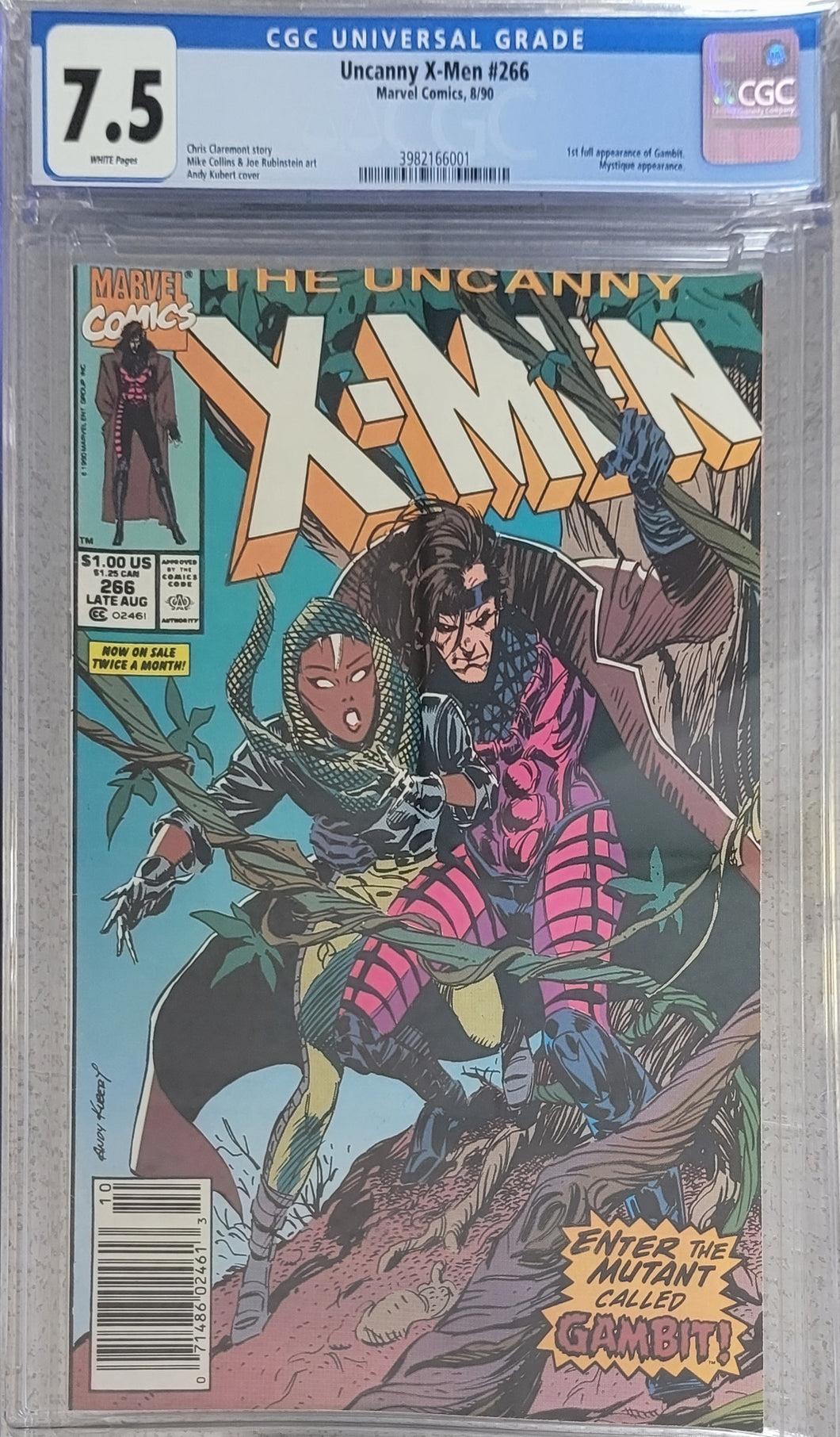 Uncanny X-Men #266 (1st full appearance of Gambit | Mystique appearance) (Newsstand) CGC 7.5