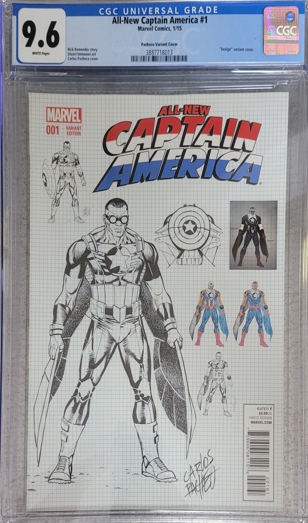 All-new Captain America #1 Pacheco 1:25 Design Variant CGC 9.6