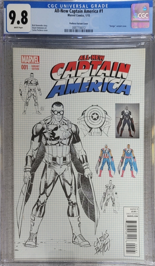 All-new Captain America #1 Pacheco 1:25 Design Variant CGC 9.8