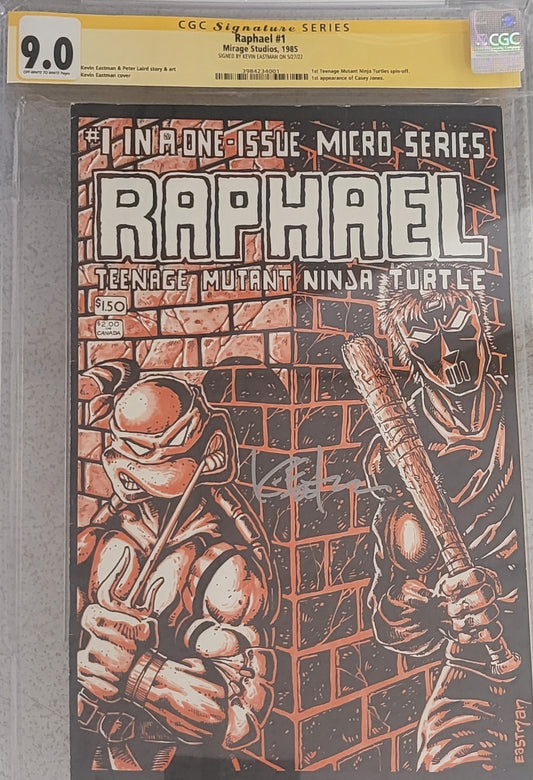 1st App Teenage Mutant Ninja Turtles Raphael (1985 Mirage Studio) #1 CGC 9.0 SIGNED BY Kevin Eastman