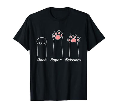 Rock Paper Scissors Hand Game Cute Paw Funny Cat T-Shirt