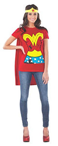 Rubie's women's Dc Comics Wonder Woman T-shirt With Cape and Headband Adult Sized Costumes, Red